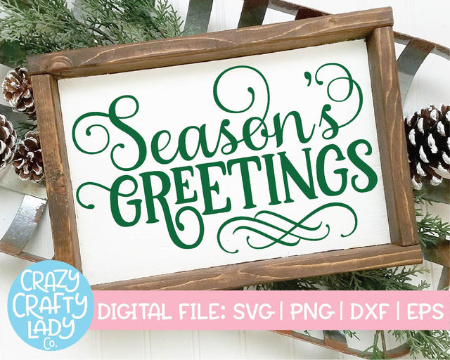 Season's Greetings | Christmas SVG Cut File SVG Crazy Crafty Lady Co. 