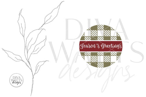 Seasons Greetings Plaid Round SVG | Christmas / Winter Design SVG Diva Watts Designs 