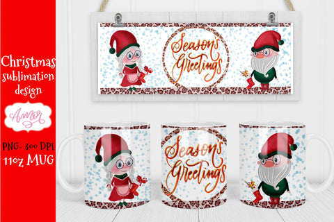 Seasons greetings sublimation design for 11oz mug Sublimation Amorclipart 