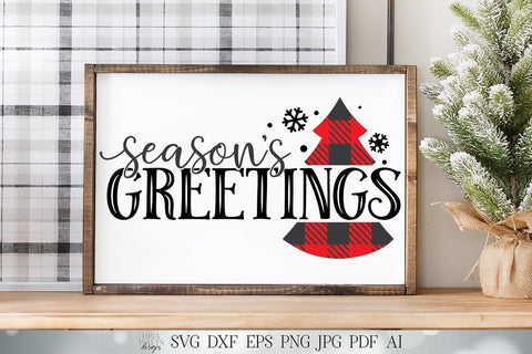 Season's Greetings SVG | Buffalo Plaid SVG | Christmas SVG | Winter svg | dxf and more! | Printable SVG Diva Watts Designs 