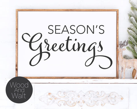 Season's Greetings SVG | Christmas Cut File | Holiday Design | Stencil Wood Sign | Printable Wall Art | Family Saying | Rustic Home Decor SVG Wood And Walt 