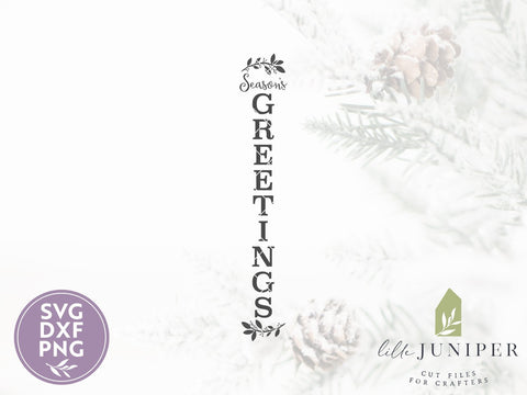 Season's Greetings SVG | Christmas SVG | Vertical Farmhouse Sign Design SVG LilleJuniper 
