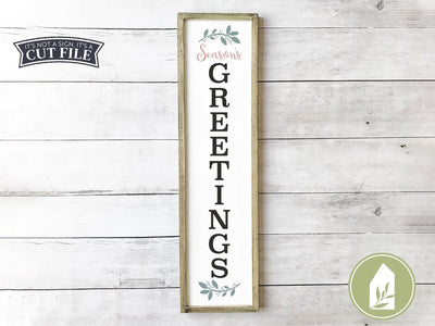 Season's Greetings SVG | Christmas SVG | Vertical Farmhouse Sign Design SVG LilleJuniper 