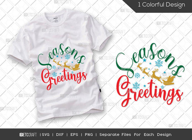 Seasons Greetings SVG Cut File | Christmas Svg | Holiday Svg | Winter Svg | Santa Svg | Merry Christmas Svg | T-shirt Design SVG ETC Craft 