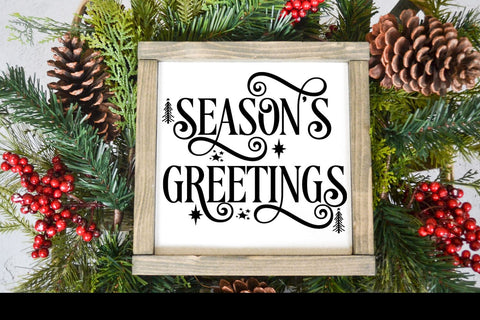 Season's Greetings SVG I Christmas Door Sign SVG I Holiday SVG SVG Happy Printables Club 