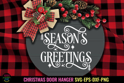 Season's Greetings SVG I Christmas Door Sign SVG I Holiday SVG SVG Happy Printables Club 