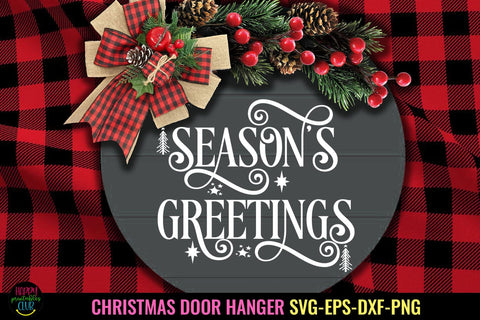 Season's Greetings SVG I Christmas Door Sign SVG I Holiday SVG SVG Happy Printables Club 