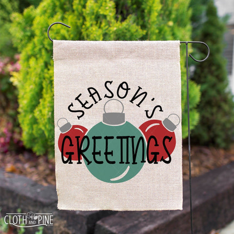 Seasons Greetings With Ornaments. Two Designs Available SVG Cloth and Pine Designs 