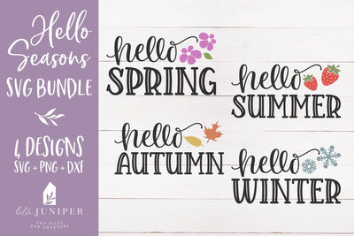 Seasons SVG Bundle | Hello Spring | Hello Summer | Hello Autumn | Hello Winter SVG LilleJuniper 