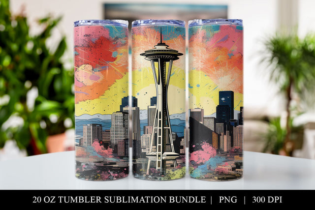 Seattle Pop Art 20 oz Skinny Tumbler Sublimation PNG Sublimation BijouBay 