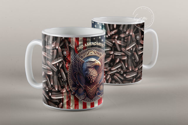 Second Amendment Mug Wrap, 2nd Amendment Sublimation, Patriotic Mug Design, Dad Gift PNG, America Flag, 15 oz and 11 oz mug template Sublimation Syre Digital Creations 