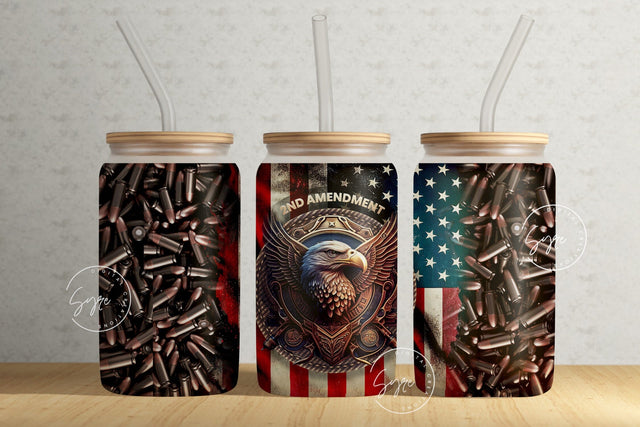 Second Amendment Tumbler Wrap, USA flag Tumbler, American flag, Patriotic Tumbler Wrap, 16oz Libbey Glass Can Tumbler Sublimation Design Sublimation Syre Digital Creations 