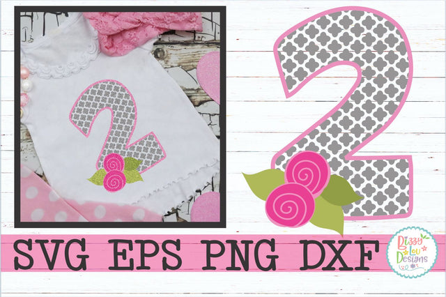 Second Birthday Quatrefoil and Roses SVG Bizzy Lou Designs 