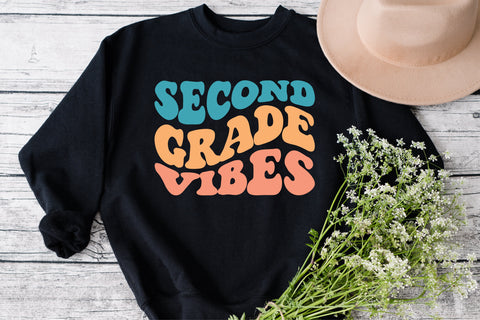 Second Grade Vibes svg, 2nd Grade svg, Teacher svg, Back to School svg, Boho svg, Wavy Stacked svg, Dxf Eps Ai Png Silhouette Cricut SVG Fauz 