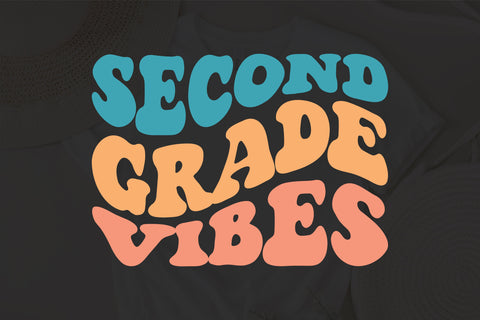 Second Grade Vibes svg, 2nd Grade svg, Teacher svg, Back to School svg, Boho svg, Wavy Stacked svg, Dxf Eps Ai Png Silhouette Cricut SVG Fauz 