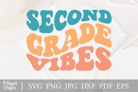 Second Grade Vibes svg, 2nd Grade svg, Teacher svg, Back to School svg, Boho svg, Wavy Stacked svg, Dxf Eps Ai Png Silhouette Cricut SVG Fauz 