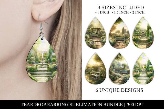 Secret Garden Teardrop Earring Sublimation Designs Sublimation BijouBay 