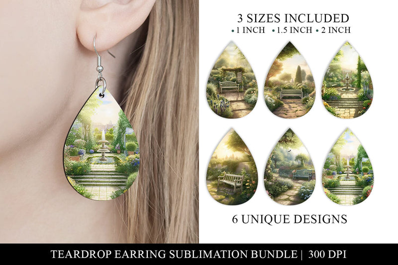 Secret Garden Teardrop Earring Sublimation Designs Sublimation BijouBay 