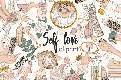 Self Love Clipart | Relaxing Illustrations Sketch DESIGN GlamArtZhanna 