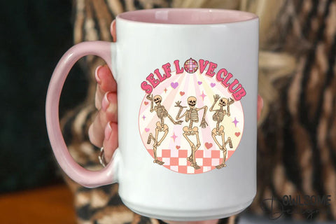 Self Love Club Funny Skeleton Valentine Sublimation Owlsome.Designs 