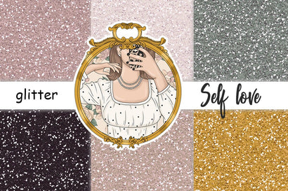 Self Love Digital Paper | Glitter Backgrounds Bundle Digital Pattern GlamArtZhanna 