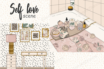 Self Love Illustrations | Bathroom Interior Sketch DESIGN GlamArtZhanna 
