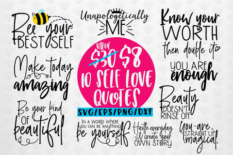 Self Love Sayings Bundle – EPS SVG DXF PNG SVG CoralCutsSVG 
