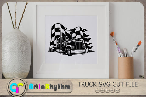 Semi Truck Trailer Svg, Racing Flag Svg, Race Car Flag Svg SVG Artinrhythm shop 