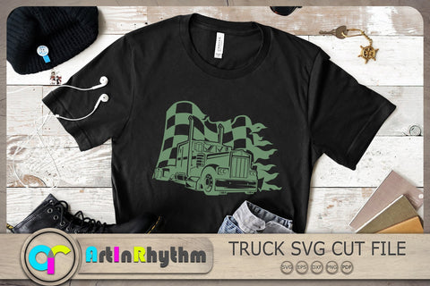 Semi Truck Trailer Svg, Racing Flag Svg, Race Car Flag Svg SVG Artinrhythm shop 