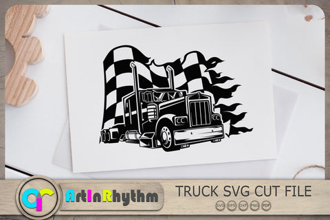 Semi Truck Trailer Svg, Racing Flag Svg, Race Car Flag Svg SVG Artinrhythm shop 