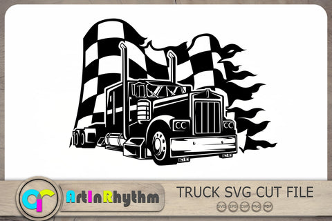 Semi Truck Trailer Svg, Racing Flag Svg, Race Car Flag Svg SVG Artinrhythm shop 