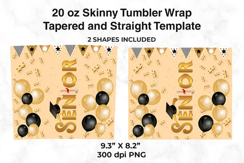Senior 20 oz Skinny Tumbler Wrap Sublimation Design Beige Background Sublimation Sublimatiz Designs 