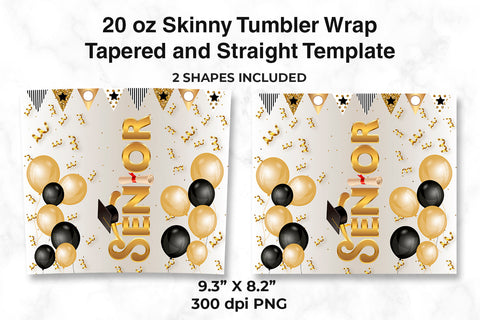 Senior 20 oz Skinny Tumbler Wrap Sublimation Design White Background Sublimation Sublimatiz Designs 