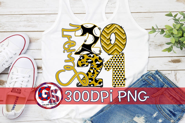 Senior 2021 Black Gold White PNG for Sublimation Sublimation Greedy Stitches 