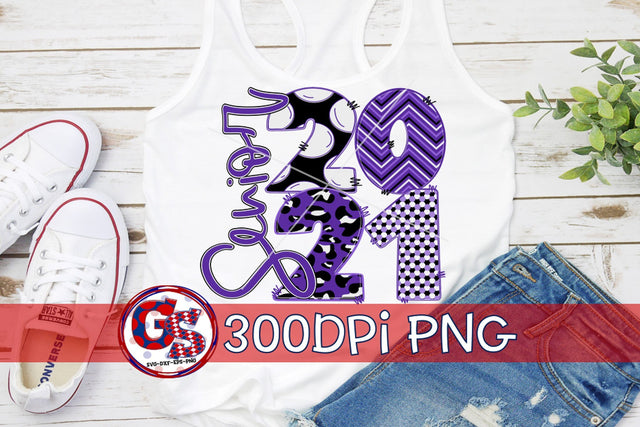 Senior 2021 Purple Black White PNG for Sublimation Sublimation Greedy Stitches 