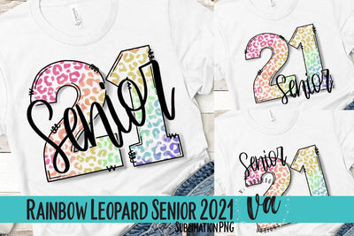 Senior 2021 Rainbow Leopard Sublimation PNG Sublimation V. Anderson Designs 