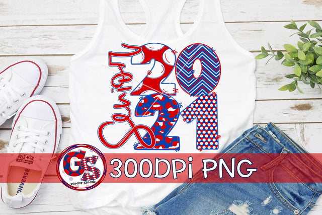 Senior 2021 Red White Blue PNG for Sublimation Sublimation Greedy Stitches 