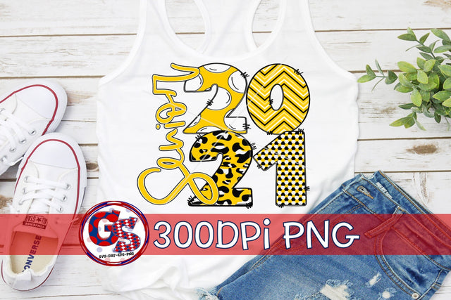 Senior 2021 Yellow Black White PNG for Sublimation Sublimation Greedy Stitches 