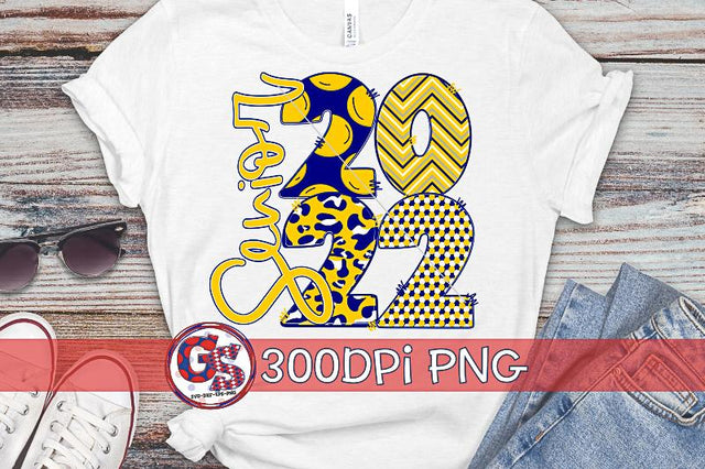 Senior 2022 Navy Yellow White PNG for Sublimation Sublimation Greedy Stitches 