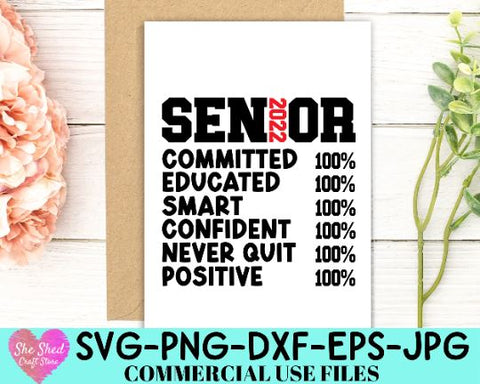 Senior 2022 Nutrition Facts SVG, Class Of 2022 Svg, Graduation Svg SVG She Shed Craft Store 