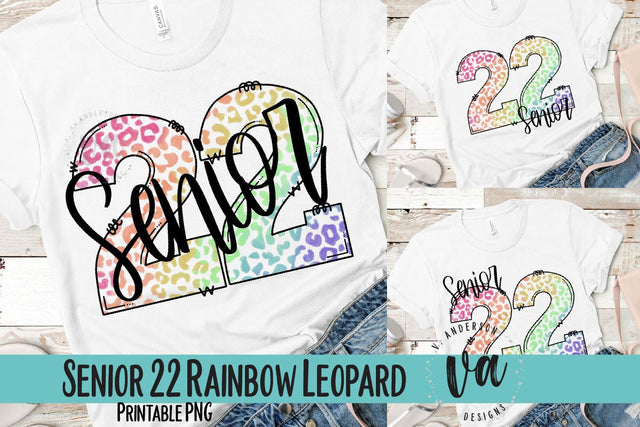 Senior 2022 Rainbow Leopard Bundle Sublimation PNGs Sublimation V. Anderson Designs 