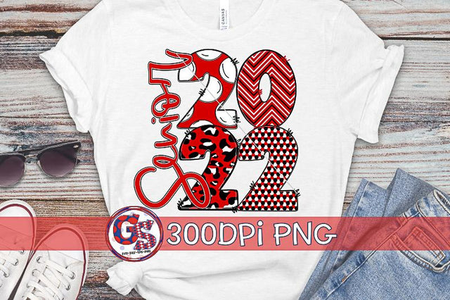 Senior 2022 Red Black White PNG for Sublimation Sublimation Greedy Stitches 