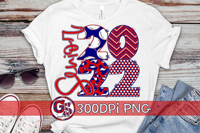 Senior 2022 Red Navy White PNG for Sublimation Sublimation Greedy Stitches 