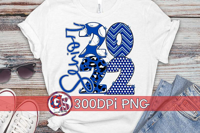 Senior 2022 Royal Black White PNG for Sublimation Sublimation Greedy Stitches 