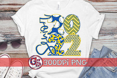 Senior 2022 Royal White Yellow PNG for Sublimation Sublimation Greedy Stitches 