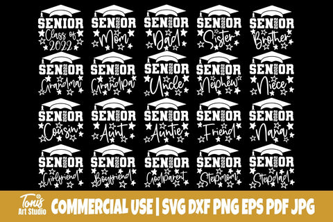 Senior 2022 SVG Bundle, Graduation Svg, Png, Dxf, Senior Mom Svg, Senior Dad Svg, Graduation Bundle, Class of 2022 Svg, Cricut Svg Files SVG TonisArtStudio 