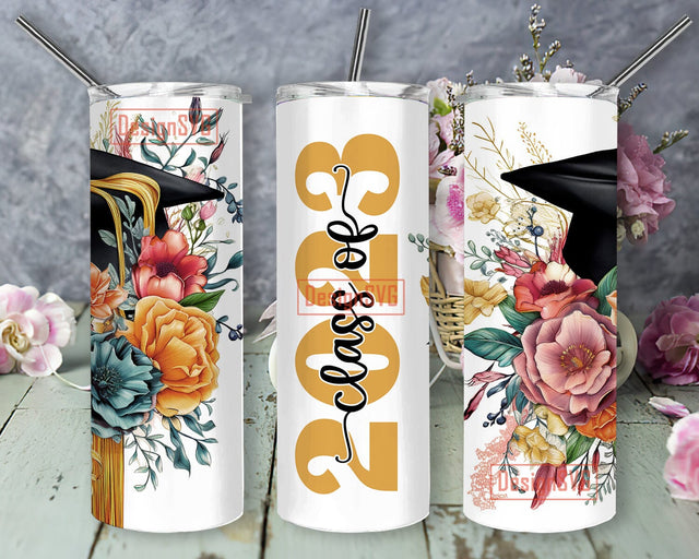 Senior 2023 20 Oz Skinny Tumbler Wrap PNG, Graduation Tumbler Sublimation, Straight, Tapered, PNG 300DPI - Instant Digital Download Sublimation DesignSVG 