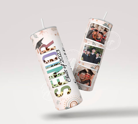 Senior 2023 Photo Tumbler, Class of 2023, Graduation 2023 Tumbler, Add Your Own Photo, Senior 2023 Tumbler, 20oz Skinny Tumbler Wrap Sublimation Syre Digital Creations 