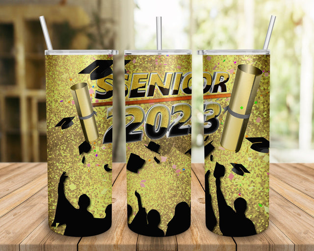 Senior 2023 Tumbler Wrap, Graduation Tumbler. Skinny Tumbler Wrap Sublimation BOO-design 