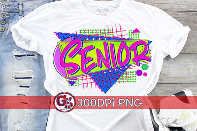 Senior 90s Geometric Shapes PNG for Sublimation Sublimation Greedy Stitches 